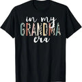 Funny Grandma Shirt, Gift For Grandmother, In My Grandma Era Leopard Letter Print T-Shirt Casual Cotton Top Hoodie,...