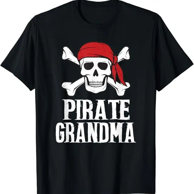 Funny Grandma Shirt Grandmother Pirate Grandma Funny Halloween Skull Casual Cotton Top T-Shirts, Hoodie, Sweatshirt