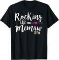 Funny Grandma Shirt, Gift For Grandmother, Rocking the Memaw Life Funny Cute Grandma T-Shirt Casual Cotton Top Hoodie,...