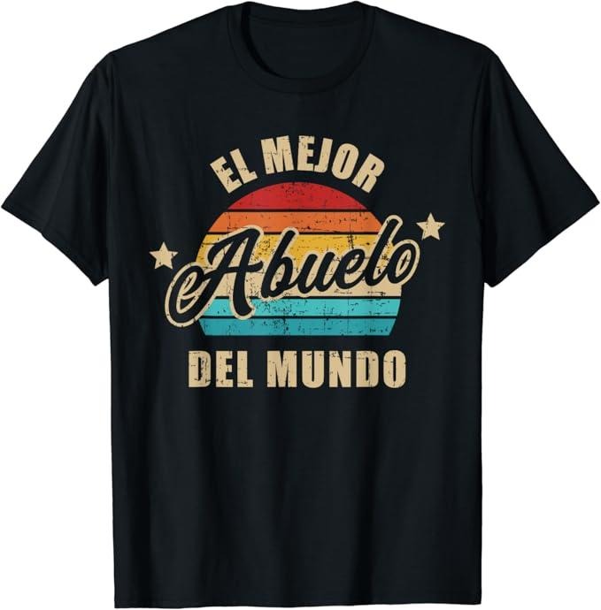 Funny Grandpa Shirt, Gift For Grandfather, El mejor abuelo del mundo vintage retro T-Shirt Menswear Casual Cotton Top...