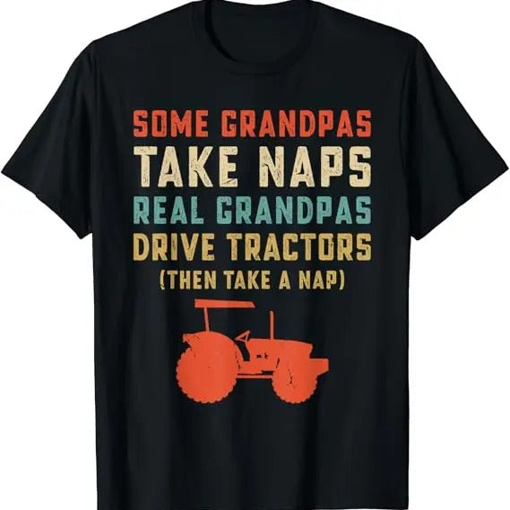 Funny Grandpa Shirt, Gift For Grandfather, Funny Tractor Retro Vintage Design For Grandpa Drive Tractor T-Shirt Menswear...