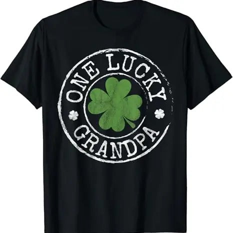 Funny Grandpa Shirt Grandfather One Lucky Grandpa Funny Irish Shamrocks St Patrick'S Day Menswear Casual Cotton Top T-Shirts, Hoodie, Sweatshirt