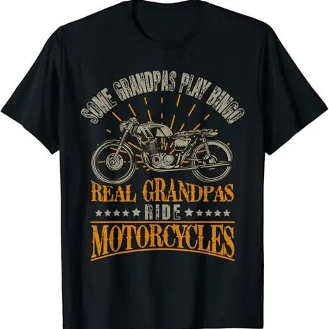 Funny Grandpa Shirt, Gift For Grandfather, Some Grandpas Play Bingo Real Grandpas Ride Motorcycles T-Shirt Menswear...