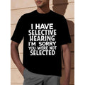[Funny Graphic Hearing Tee] Funny Graphic Selective Hearing T-Shirt - Ultra-Casual Short Sleeve Crew Neck for Men