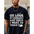 [Funny Graphic Tee] 1pc Black Funny Tee - 100% Cotton Casual T-Shirt Men's Novel Graphic Design