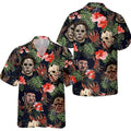 Funny Halloween 3D Beach Hawaiian 2025 Summerween Shirt, Horror Characters shirt, Spooky Season Hawaiian...