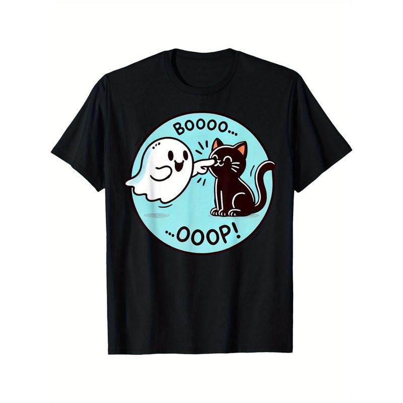 Funny Halloween Ghost Black Cat Boop Easy Lazy Costume T-Shirt made in usa Hoodie, Sweatshirt | GrindPrints.com