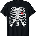 Funny Halloween Shirts For Men, Heart Rib Cage X-Ray Adult Funny Halloween Skeleton T-Shirt Menswear