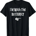Funny Halloween Shirts For Men, I'm With Butterfly Halloween Costume Funny Couples Matching T-Shirt Menswear