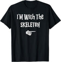 Funny Halloween Shirts For Men, I'm With Skeleton Halloween Costume Funny Couples Matching T-Shirt Menswear