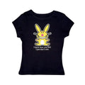 Funny Happy Bunny Baby Tee, Y2k Top Women Streetwear, Gothic Emo Girl, Scene Clothing 2000s, Women Fitted T-Shirt, Casual...