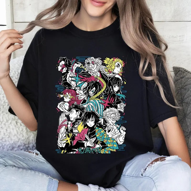 Funny Hashira Characters DM Anime Lover Shirt Crewneck Hoodie Comfort Cotton Sweatshirt | GrindPrints.com