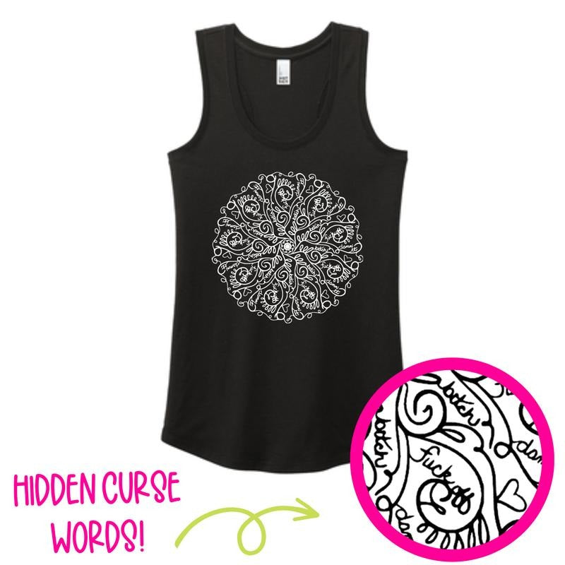 Funny Hidden Curse Word Mandala Racerback Tank T-Shirts, Hoodie, Sweatshirt | GrindPrints.com