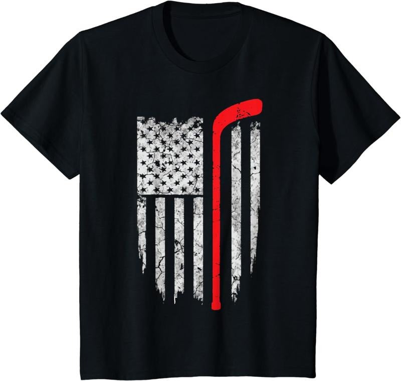 Funny Hockey Shirt, Hockey American Flag T-shirt Clothing Menswear Hoodie, Sweatshirt | GrindPrints.com