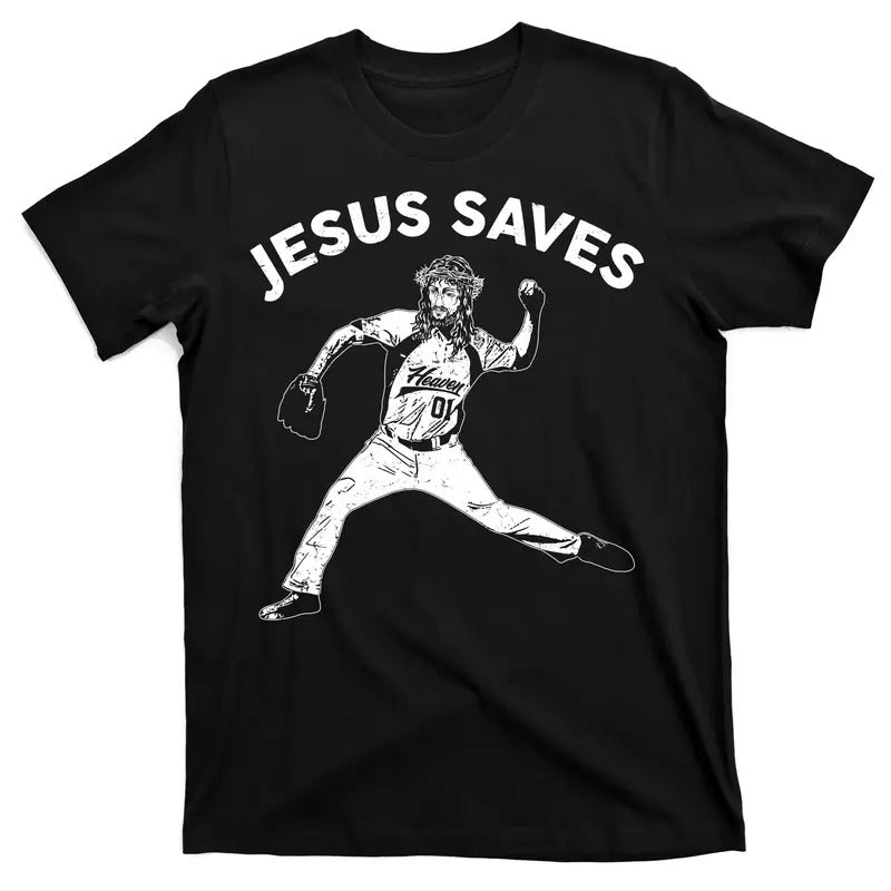 Funny Jesus Saves Baseball T-Shirt Cotton Menswear Hoodie, Sweatshirt | GrindPrints.com