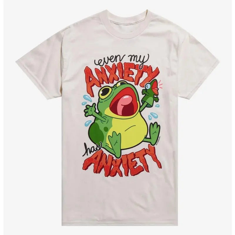 Funny Meme Shirt, Anxious Frog Gift Unisex T-Shirt Casual Fabric Hoodie, Sweatshirt | GrindPrints.com