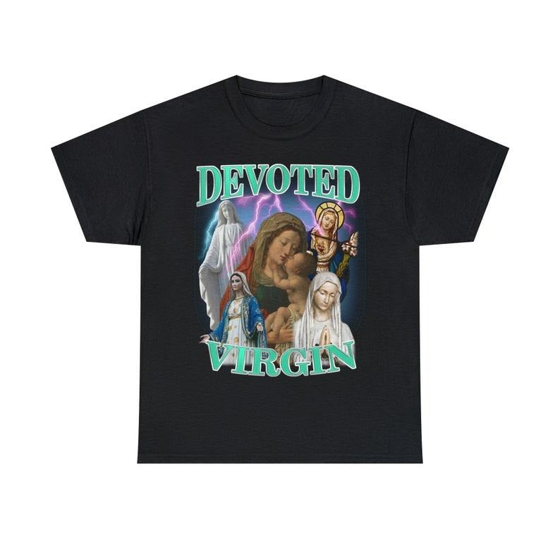 Funny Meme Shirt, Devoted Virgin Vintage Tee, Gift Unisex T-Shirtstyle{n002}2 Hoodie, Sweatshirt | GrindPrints.com