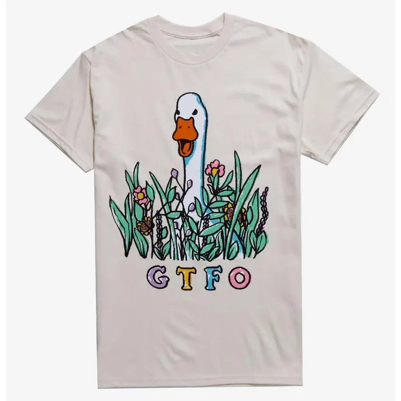 Funny Meme Shirt, GTFO Duck Gift Unisex T-Shirt Casual Fabric Hoodie, Sweatshirt | GrindPrints.com