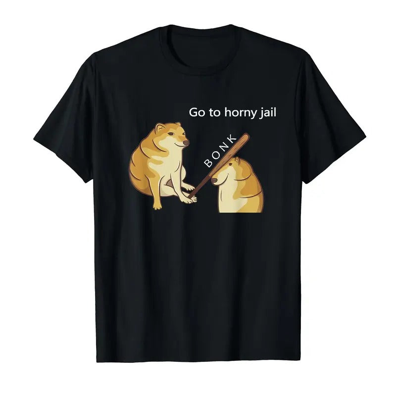 Funny Meme Shirt, Go to Horny Jail - Cheems Doge Meme T-Shirt Casual Classic Hoodie, Sweatshirt | GrindPrints.com