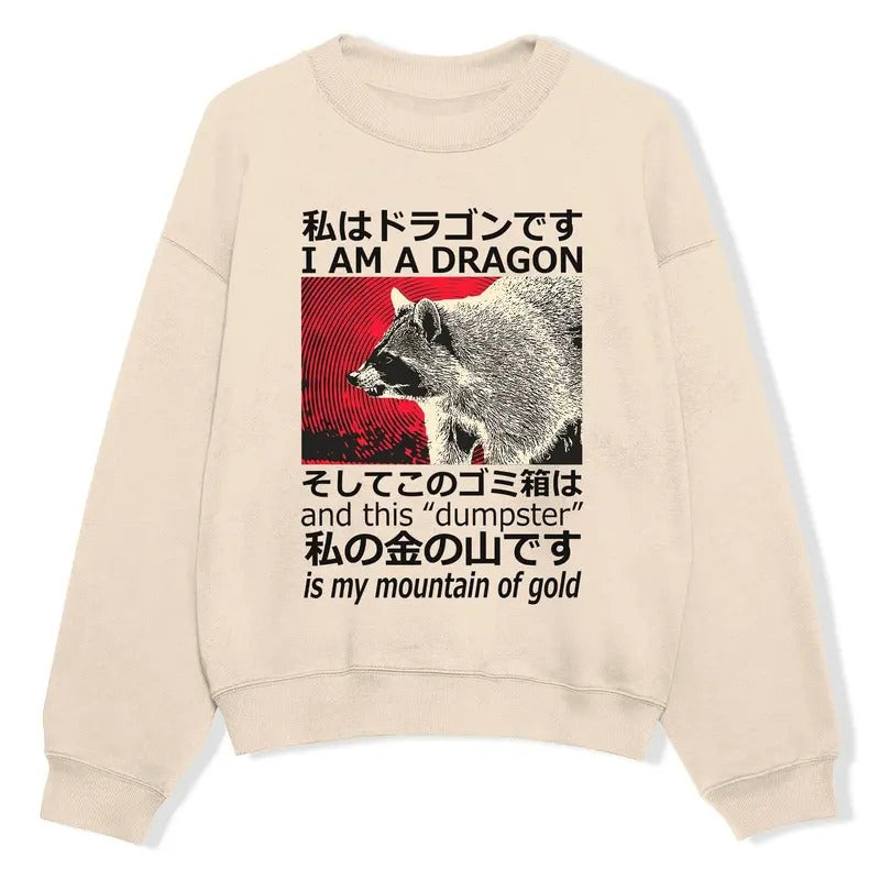Funny Meme Shirt, I Am Dragon Raccoon Shirt, Dragon Raccoon Japanese Shirt, Japanese Raccoon Meme Funny Outfit, Vintage...