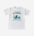 Funny Meme Shirt, I Am Fighting My Demons Tee, Raccoon Gift Unisex T-Shirt Hoodie, Sweatshirt | GrindPrints.com