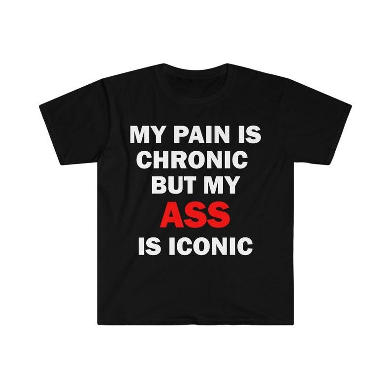 Funny Meme Shirt, My Pain Is Chronic But My As* Is Iconic Tee, Gift Unisex T-Shirt Hoodie, Sweatshirt | GrindPrints.com