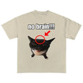 Funny Meme Shirt, No Brain Cat Shirt, Cat Lover Tee, Black Cat Merch, Retro Cat Lover Shirt Gift Hoodie, Sweatshirt