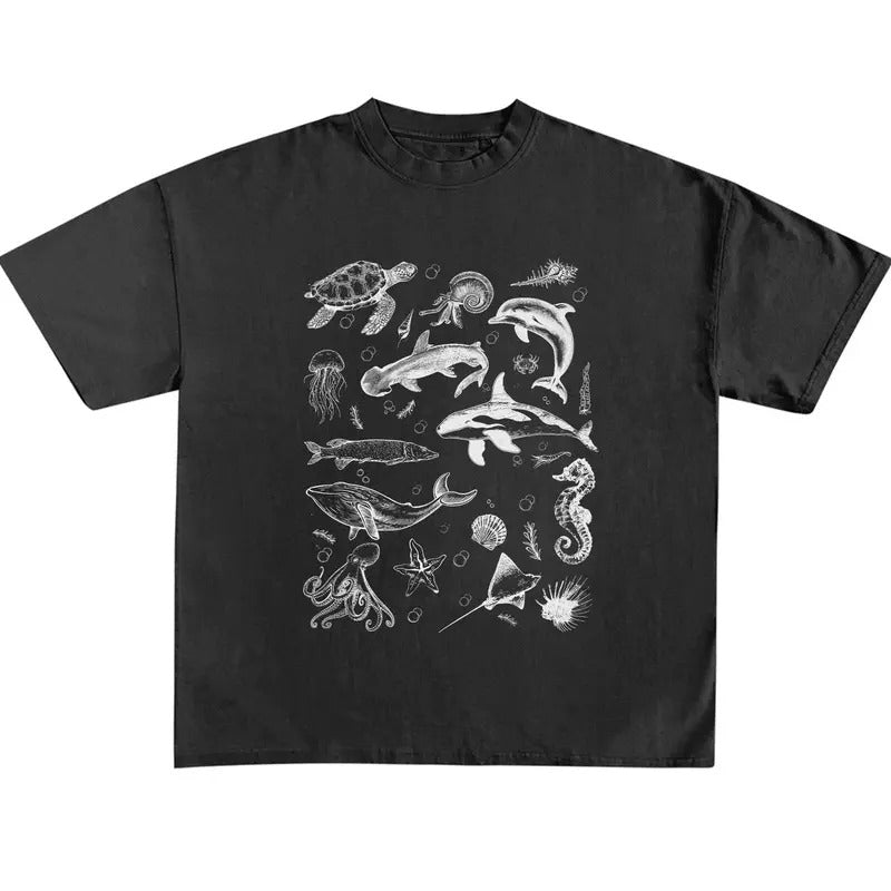 Funny Meme Shirt, Sea Animals Vintage Shirt, Retro Ocean Tee, Cute Sea Creatures Merch, Ocean Gift, Cozy Warm Unisex...