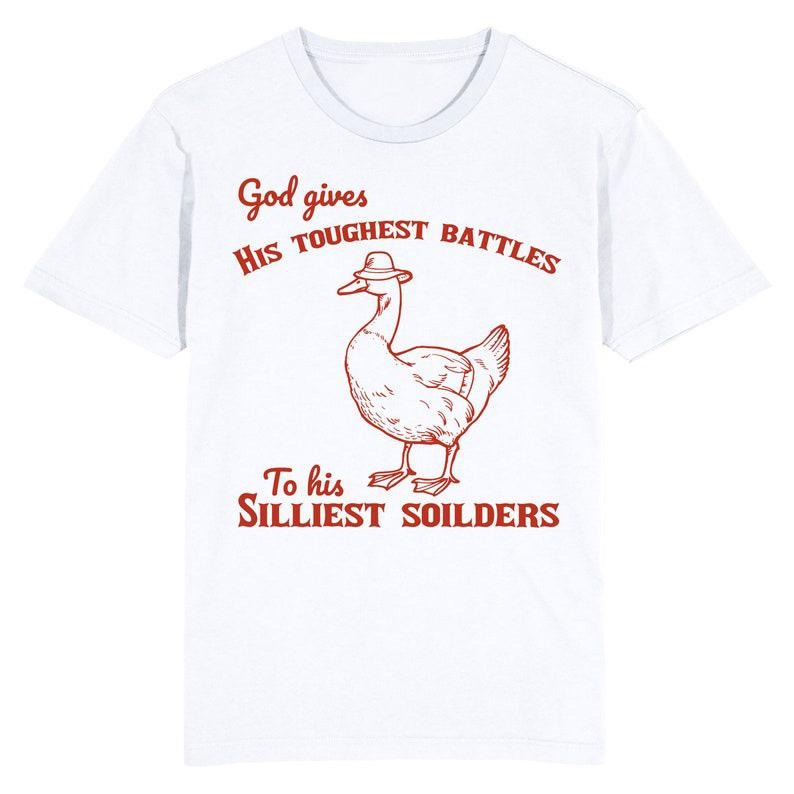Funny Meme Shirt, Silly Duck, Silly soldiers, does he Tee, Gift Unisex T-Shirt Hoodie, Sweatshirt | GrindPrints.com
