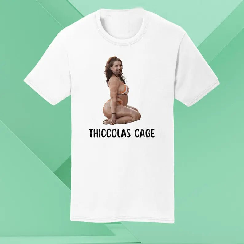 Funny Meme Shirt, Thiccolas Cage Tee, Gift Unisex T-Shirt Hoodie, Sweatshirt | GrindPrints.com
