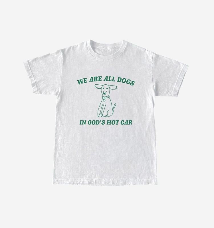 Funny Meme Shirt, We Are All Dogs In God's Hot Car Tee, Gift Unisex T-Shirt Hoodie, Sweatshirt | GrindPrints.com