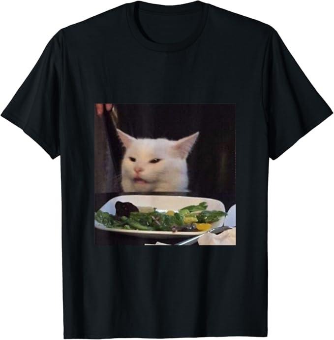 Funny Meme Shirts For Men, Dinner Table Cat Meme Funny T-Shirt Menswear Top Hoodie, Sweatshirt | GrindPrints.com