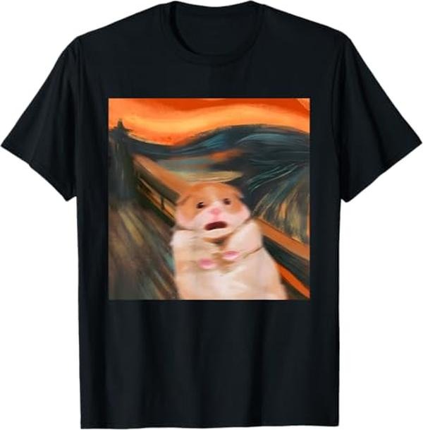 Funny Meme Shirts Funny Scared Hamster Meme Scream Menswear Top T-Shirts, Hoodie, Sweatshirt