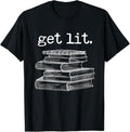 Funny Meme Shirts For Men, Get Lit with Books Funny Meme Book Lover Reading T-Shirt Menswear Top Hoodie, Sweatshirt