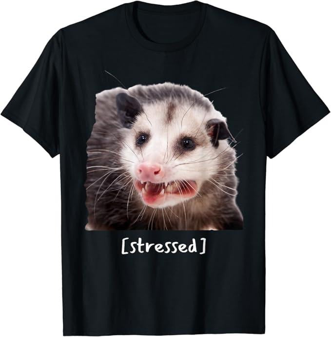 Funny Meme Shirts For Men, Opossum Stressed Funny Street Cat Meme T-Shirt Menswear Top Hoodie, Sweatshirt | GrindPrints.com