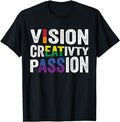 Funny Men Shirts, Vision Creativity Passion Funny LGBTQ T-Shirt Menswear Top Casual Cotton Fashion Tee Hoodie, Sweatshirt