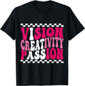 Funny Men Shirts, Vision Creativity Passion Funny Saying Retro Groovy T-Shirt Menswear Top Casual Cotton Tee Basic...