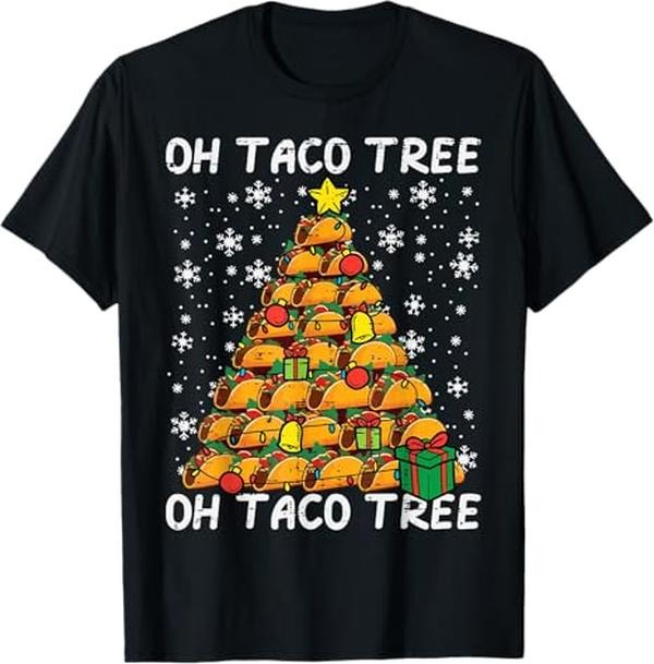 Funny Mexican Shirt Tacos Tree Funny Xmas Foodie Mexican Menswear Top T-Shirts, Hoodie, Sweatshirt