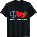 Funny Mexican Shirts, Peace Love Chili Peppers Red Hot Spicy Pepper Eat Mexican T-Shirt Menswear Top Casual Classic...