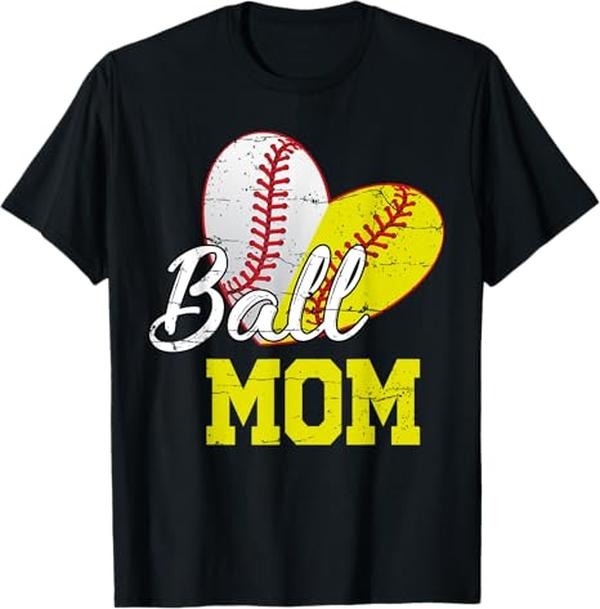 Funny Mother Shirts, Gift For Mom, Funny Ball Mom Softball Baseball Gifts For Women Mothers Day T-Shirt