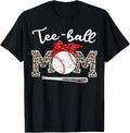 Funny Mother Shirts, Gift For Mom, Teeball Mom Leopard Funny Teeball Mom Mother's Day T-Shirt