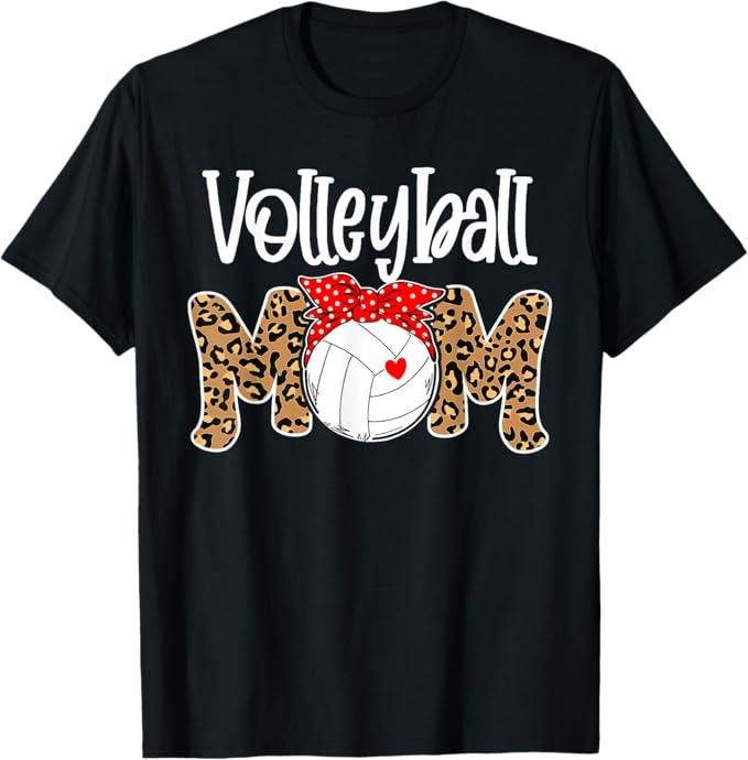 Funny Mother Shirts Mom Volleyball Mom Leopard Messy Bun Game Day Funny Menswear Top T-Shirts, Hoodie, Sweatshirt