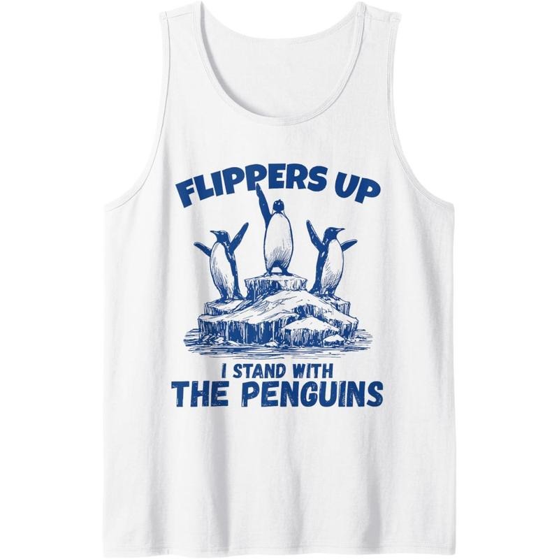 Funny Penguin Flippers Up I Stand With The Penguins Tank Top T-Shirts, Hoodie, Sweatshirt | GrindPrints.com