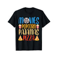 Funny Popcorn & Pizza Movie Night Graphic Tee - 100% Cotton, Soft & Breathable, Casual Crew Neck T-Shirt for Men, Black...