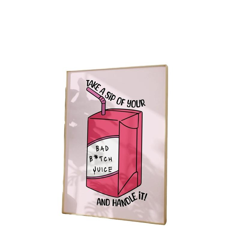 Funny Preppy Pink Trendy Retro Wall Art Bad B*Tch Print Pink Retro Wall Art Poster Trendy Pink Wall Prints, Dorm Decor,...