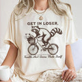 Funny Raccoon & Opossum Get In Loser Meme Shirt, Sarcasm Woodland Animal Trash Panda Shirt, Humorous Gift for Friend,...