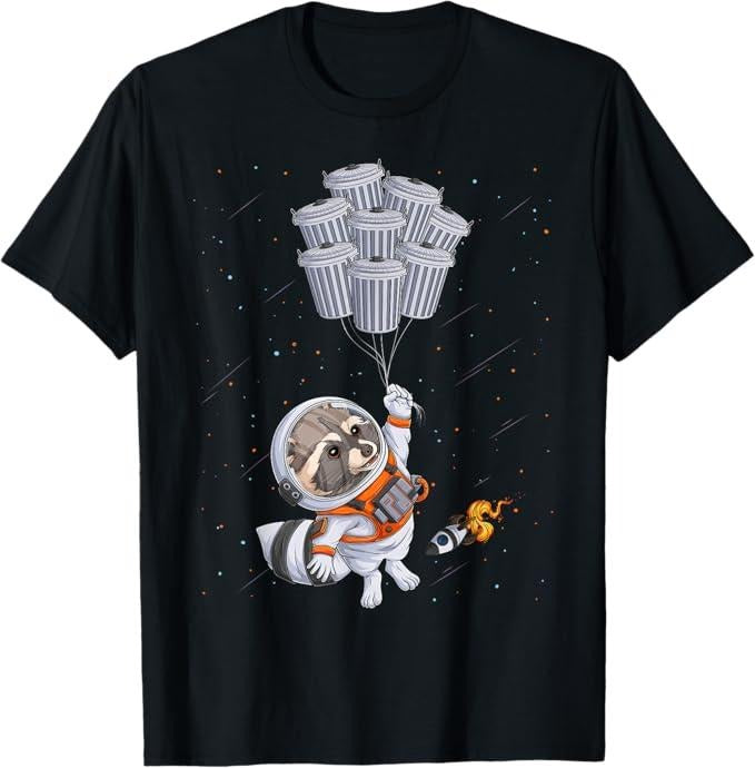 Funny Raccoon Shirt, Astronaut Animal Raccoon Moon Trash Cans Space Funny T-Shirt For Men