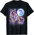 Funny Raccoon Shirt, Three Raccoon Moon Funny 3 Wolves Parody Racoon Space Galaxy T-Shirt For Men