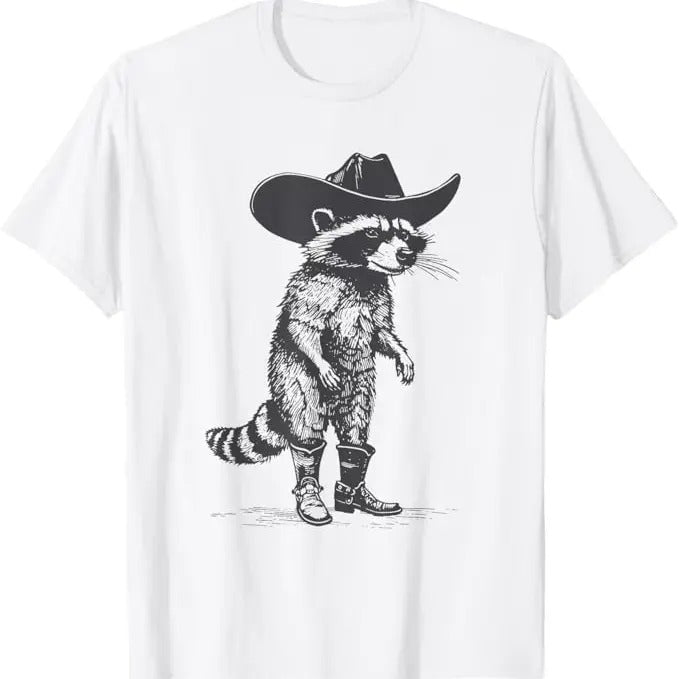 Funny Raccoon Shirt, Vintage Raccoon Cowboy Cowgirl Trash Panda Western Country Funny T-Shirt For Men