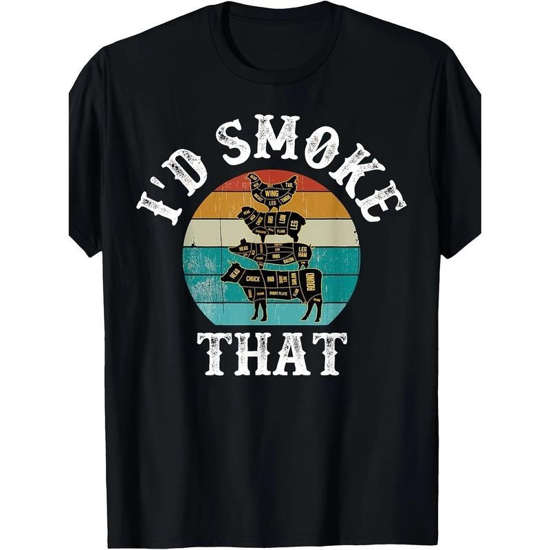 Funny Retro BBQ Party Smoker Chef Dad Gift - I'd Smoke That T-Shirt made in usa Hoodie, Sweatshirt | GrindPrints.com